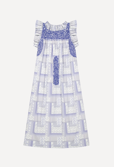 Olivia Midi Dress Dress Olivia Blue Floral Block Print Midi Dress Olivia Blue Floral Block Print Midi Dress