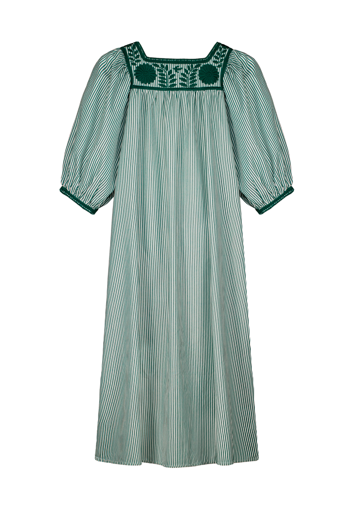 Marta Green Striped Midi Dress | Mi Golondrina Marta Green Striped Midi Dress | Mi Golondrina