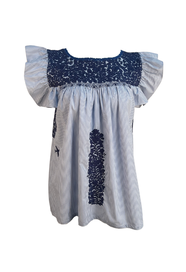 Soledad Blue Striped Blouse