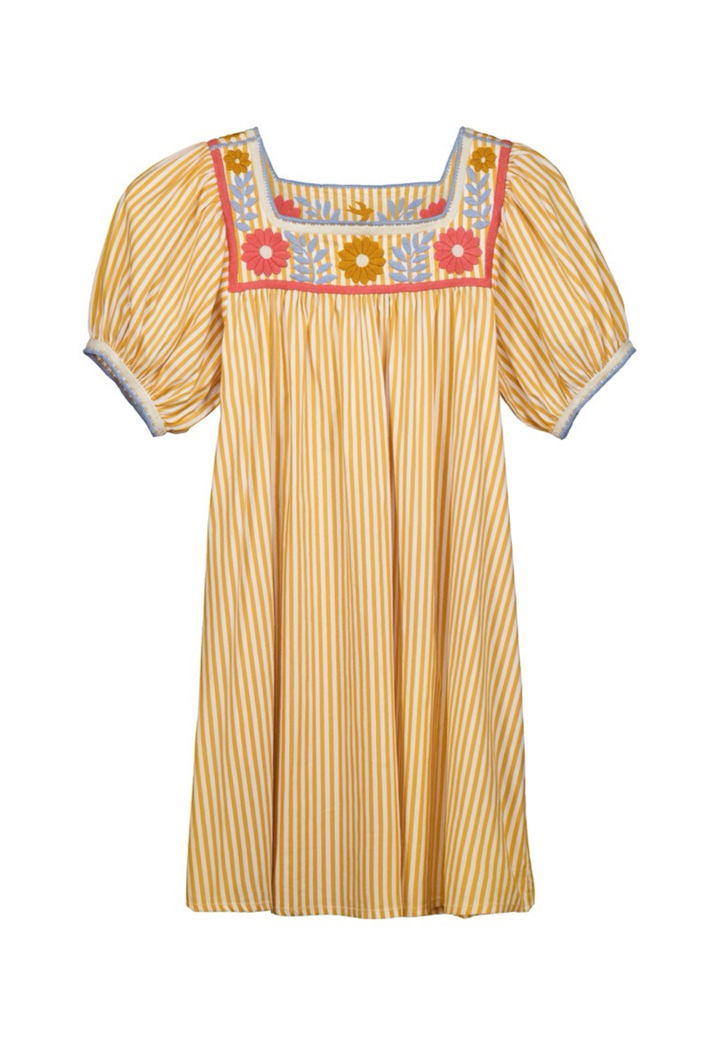Maria Short Dress Dress Maria Yellow Stripe Short Dress Maria Yellow Stripe Short Dress | Mi Golondrina