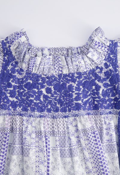 Olivia Midi Dress Dress Olivia Blue Floral Block Print Midi Dress Olivia Blue Floral Block Print Midi Dress
