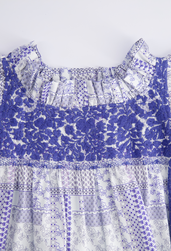 Olivia Midi Dress Dress Olivia Blue Floral Block Print Midi Dress Olivia Blue Floral Block Print Midi Dress
