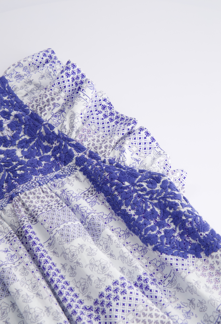 Olivia Midi Dress Dress Olivia Blue Floral Block Print Midi Dress Olivia Blue Floral Block Print Midi Dress