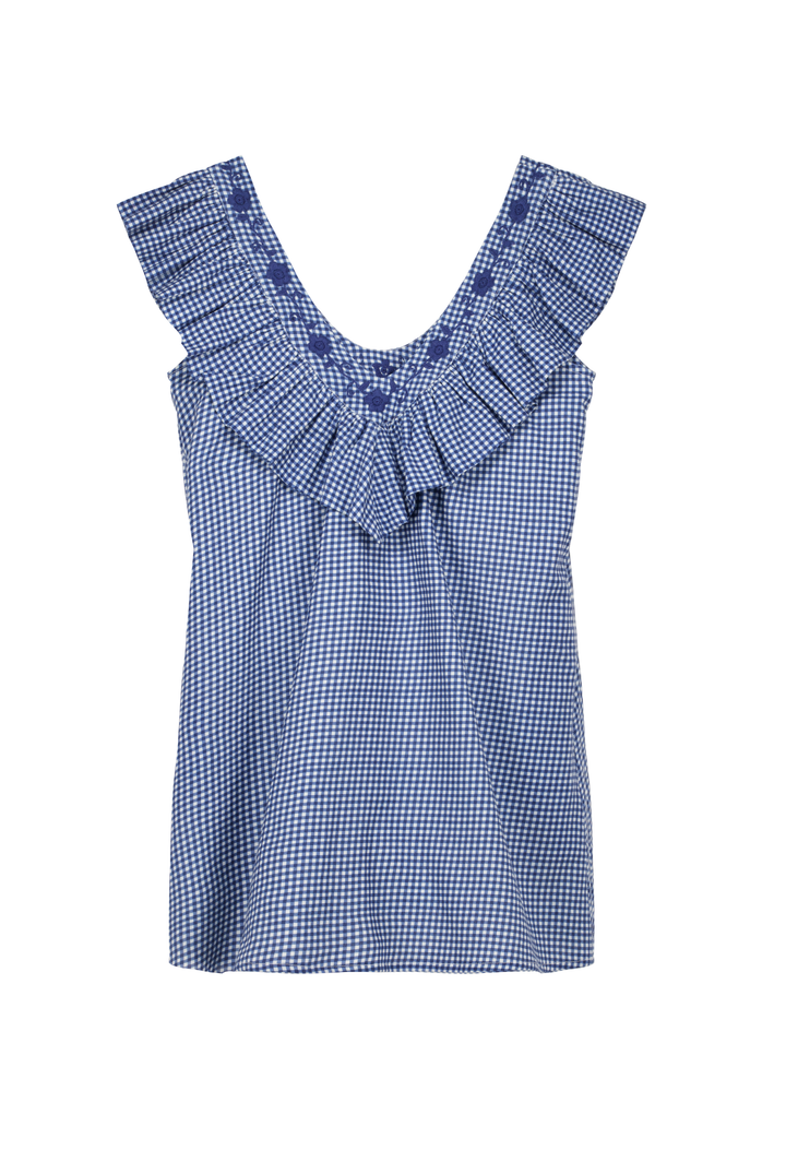 Andrea Gingham Azul Short Dress