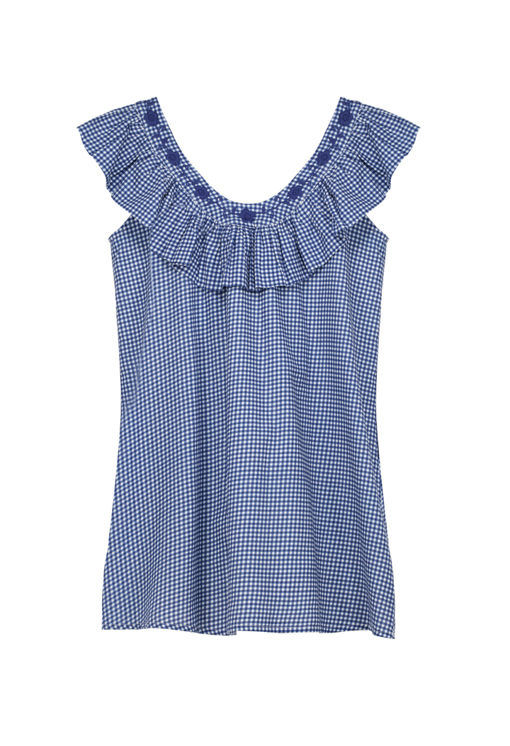 Andrea Gingham Azul Short Dress