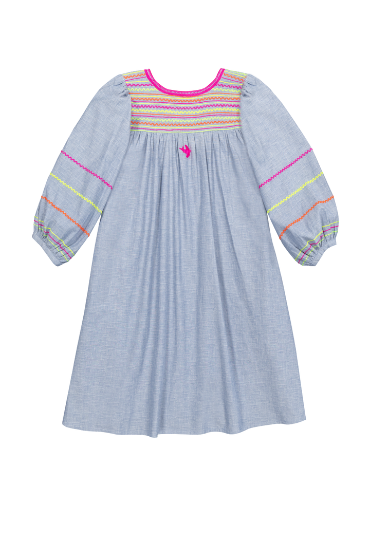 Chela Short Dress Dress Chela Chambray Neon Short Dress Chela Chambray Neon Short Dress