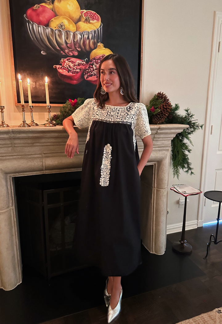 Liliana Black and White Midi Dress