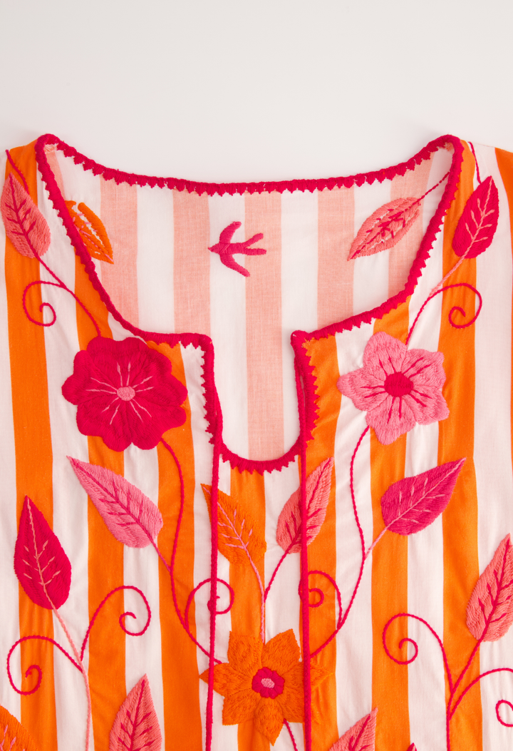 Adela Long Dress Dress Adela Orange Stripe Midi Dress Adela Orange Stripe Midi Dress