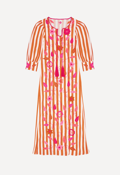Adela Long Dress Dress Adela Orange Stripe Long Dress Adela Orange Stripe Long Dress