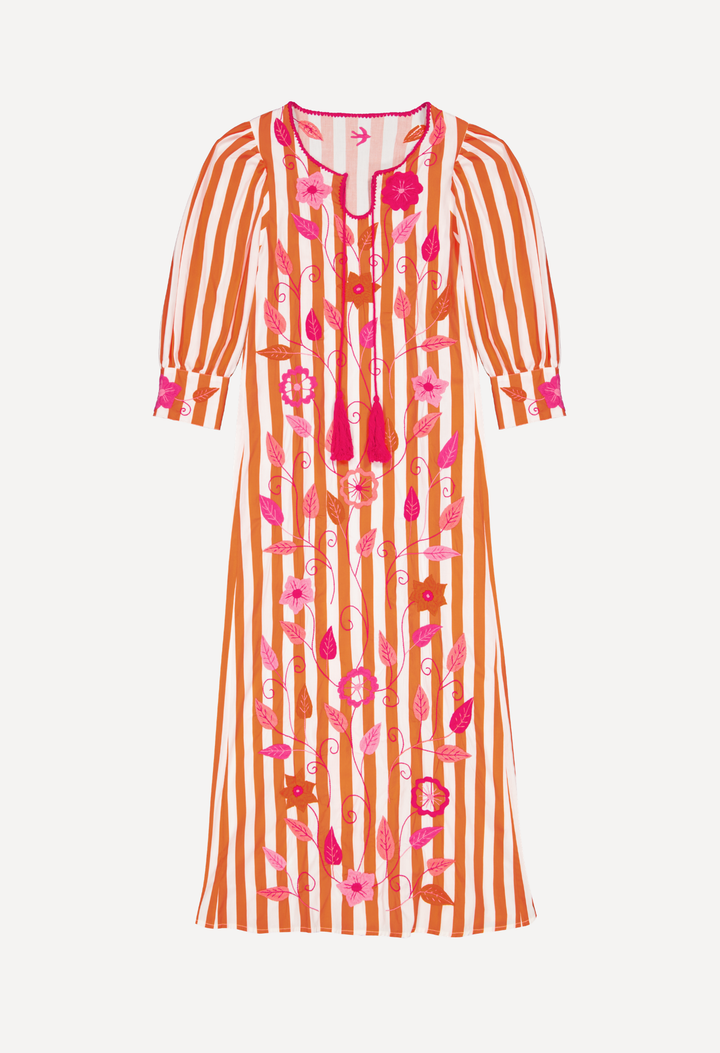 Adela Long Dress Dress Adela Orange Stripe Long Dress Adela Orange Stripe Long Dress