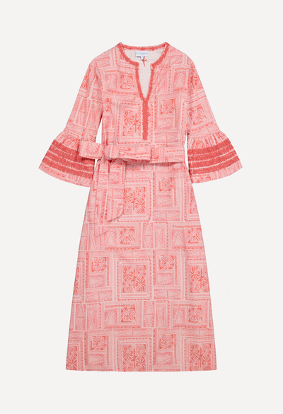 Leona Long Dress Dress Leona Coral Block Print Long Dress Leona Coral Block Print Long Dress