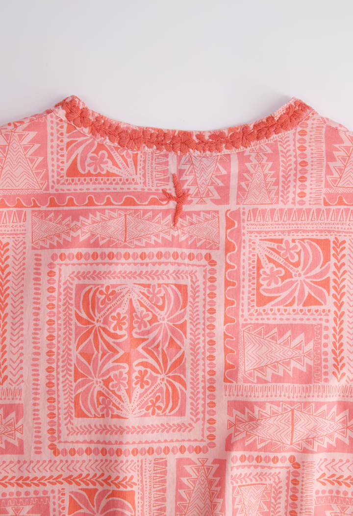 Leona Long Dress Dress Leona Coral Block Print Long Dress Leona Coral Block Print Long Dress