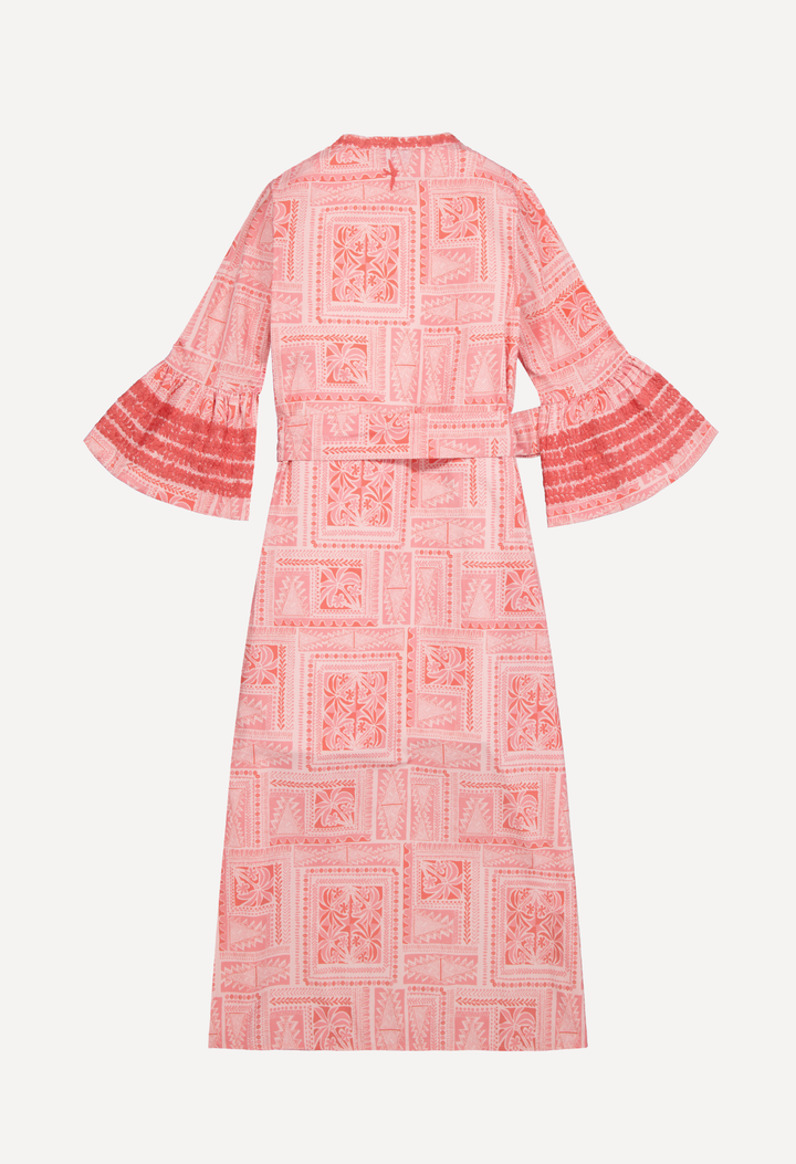 Leona Long Dress Dress Leona Coral Block Print Long Dress Leona Coral Block Print Long Dress
