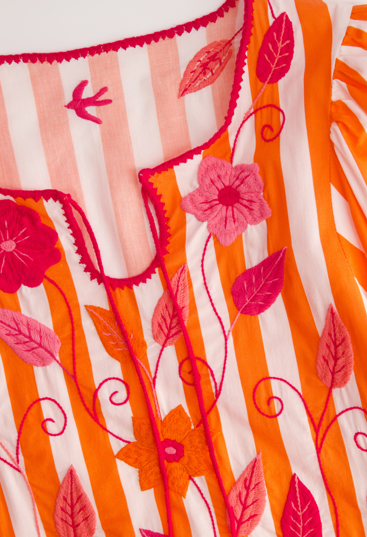 Adela Long Dress Dress Adela Orange Stripe Midi Dress Adela Orange Stripe Midi Dress