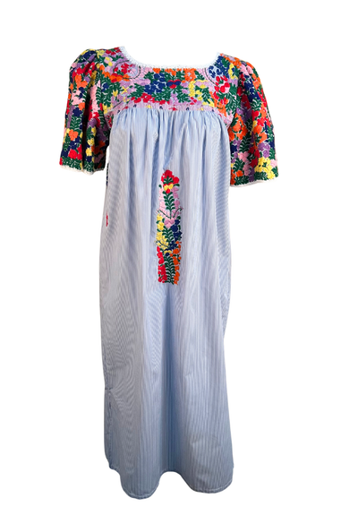 Julieta Blue Striped Midi Dress