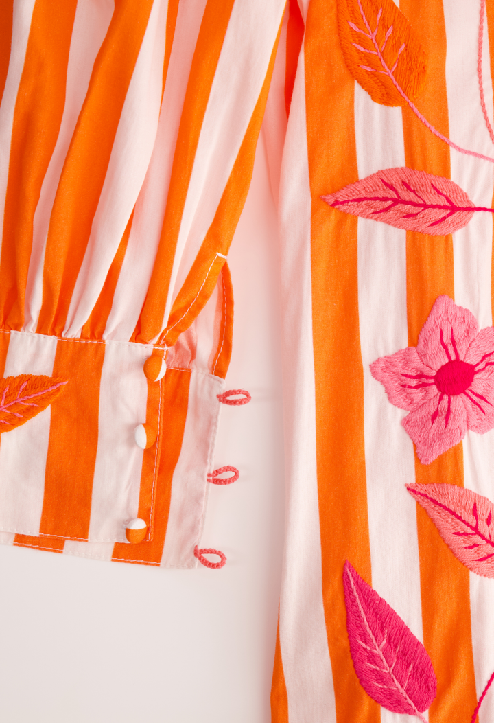 Adela Long Dress Dress Adela Orange Stripe Midi Dress Adela Orange Stripe Midi Dress