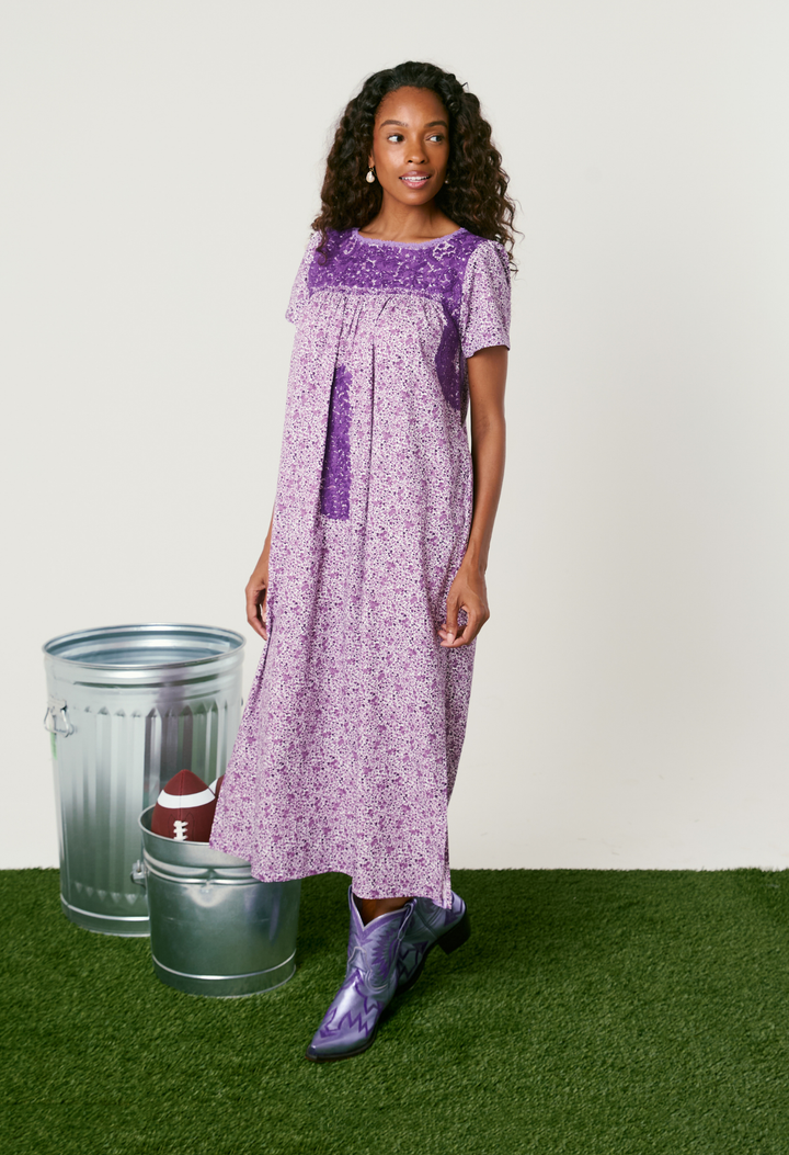 Liliana Floral Morada Midi Dress
