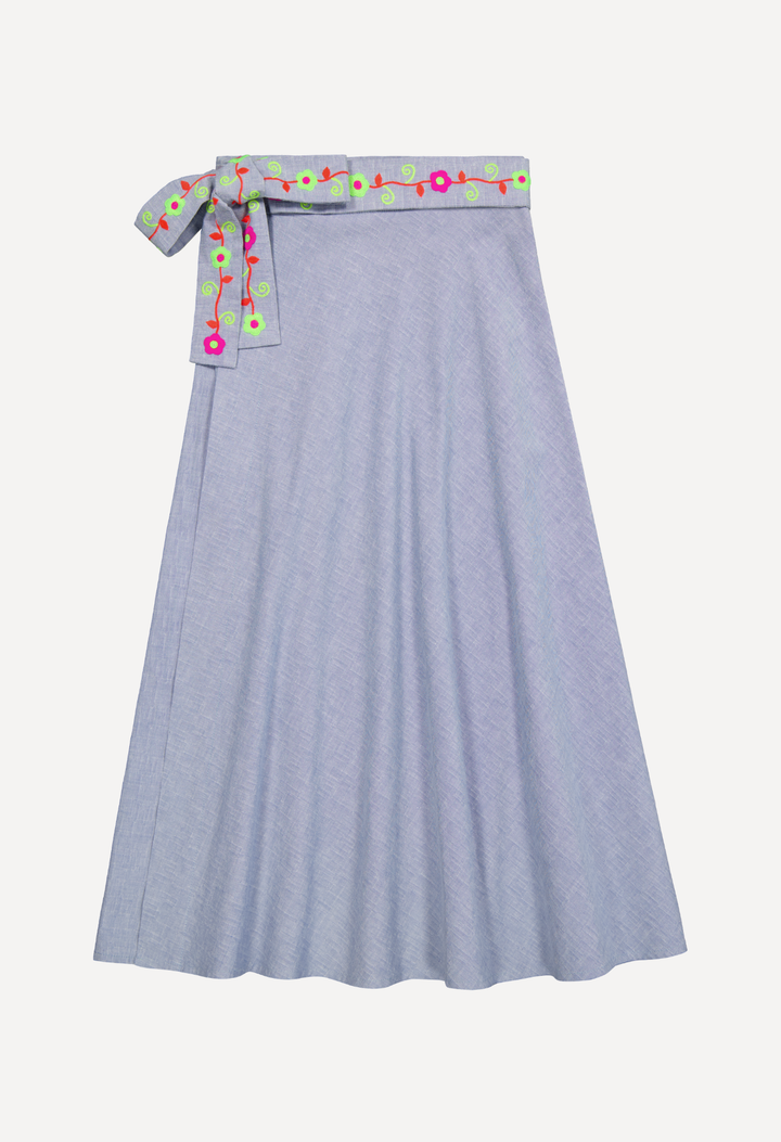 Chiapas Wrap Skirt Skirt One Size The Wrap Skirt in Chambray and Neon The Wrap Skirt in Chambray and Neon