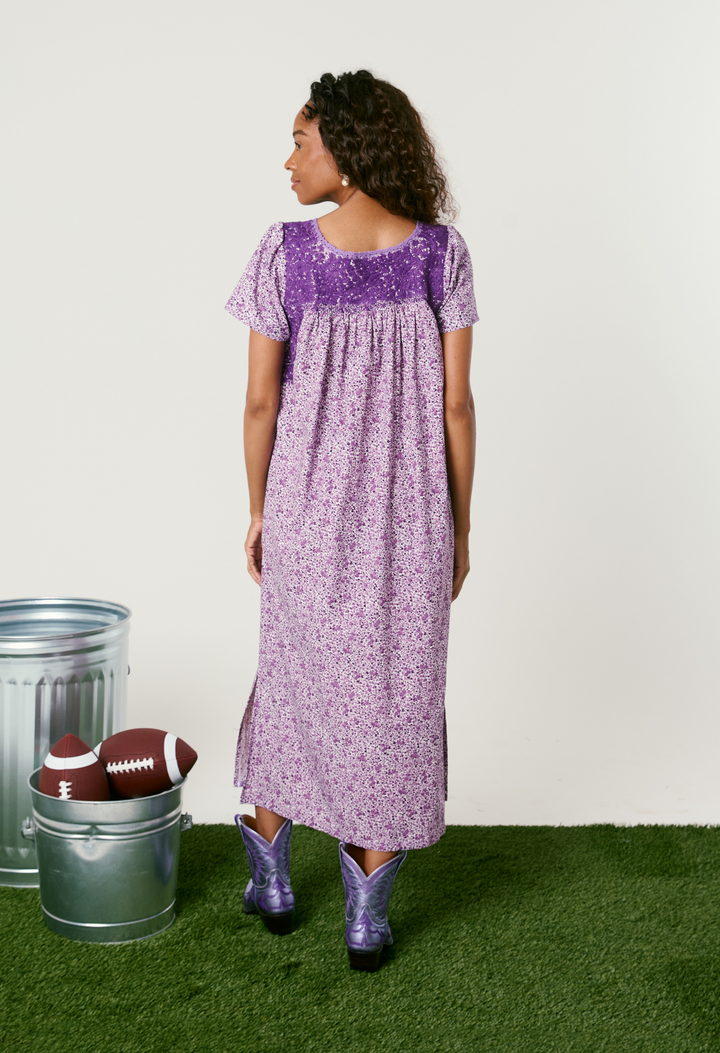 Liliana Floral Morada Midi Dress