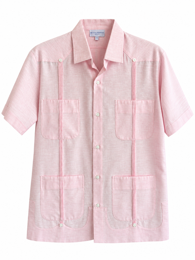 Classic Round Edge Guayabera Men's Guayabera Classic Men's Pink Round Edge Guayabera Classic Men's Pink Round Edge Guayabera