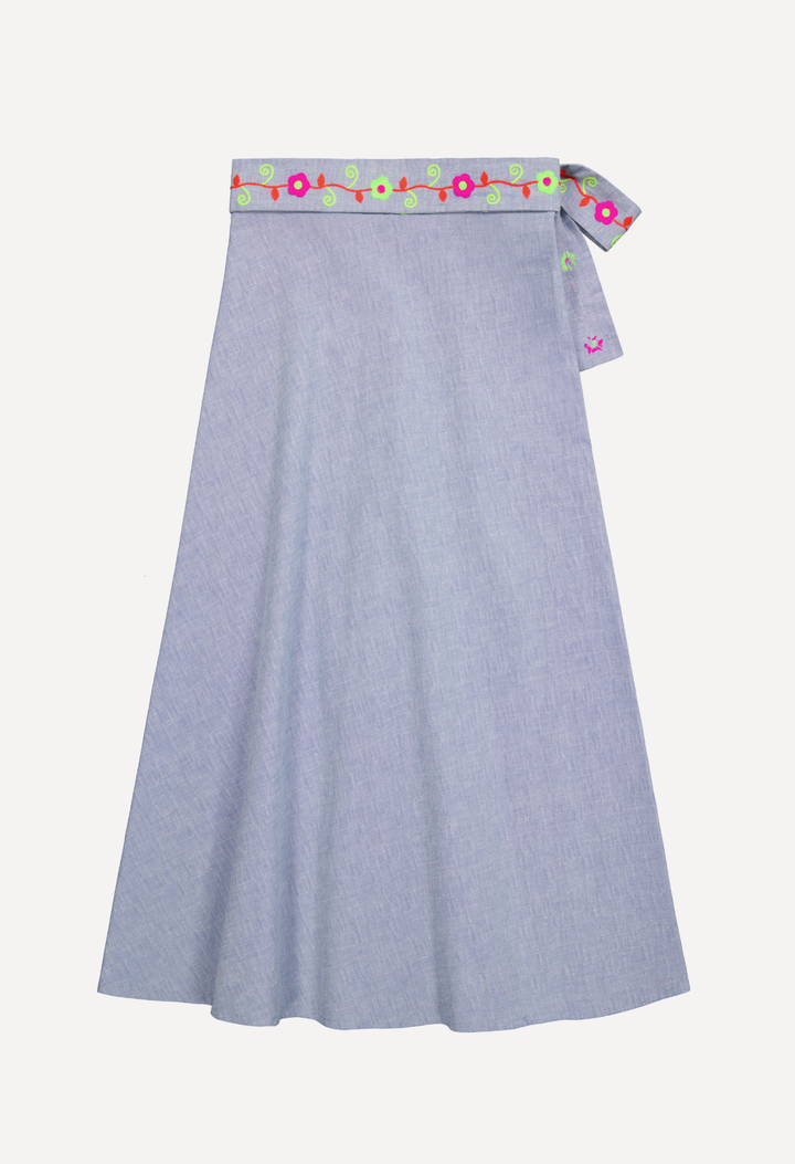 Chiapas Wrap Skirt Skirt One Size The Wrap Skirt in Chambray and Neon The Wrap Skirt in Chambray and Neon