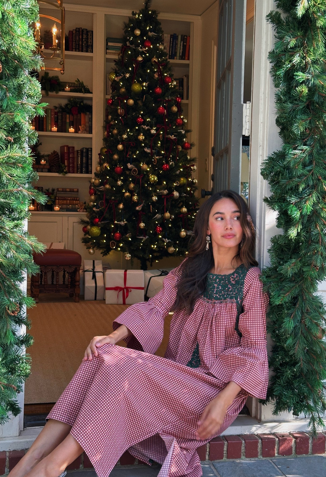 Leona Red Gingham Midi Dress | Mi Golondrina Leona Red Gingham Midi Dress | Mi Golondrina