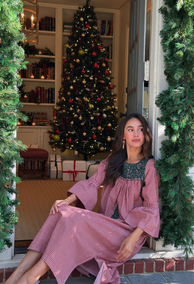 Leona Red Gingham Midi Dress