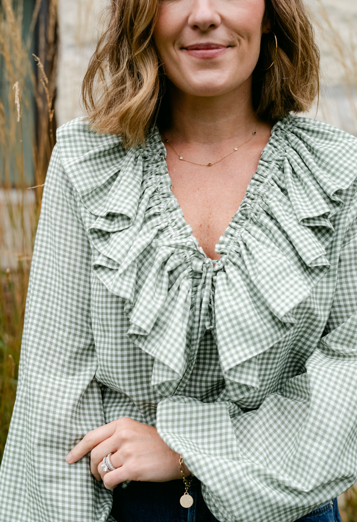 Regina Verde Gingham Blouse