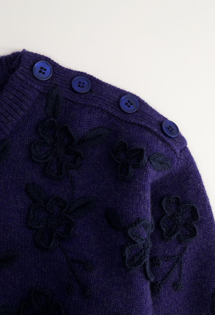 Sweater Wool Crewneck Sweater Navy Floral Crewneck Sweater Navy Floral Crewneck Sweater