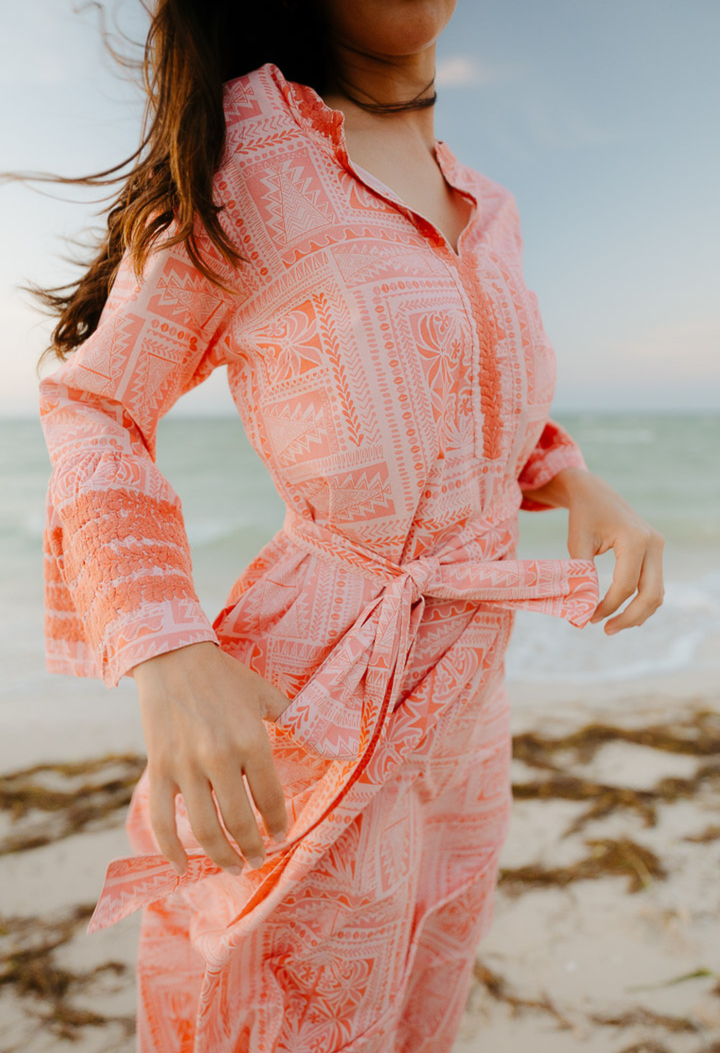 Leona Midi Dress Dress Leona Coral Block Print Midi Dress Leona Coral Block Print Midi Dress