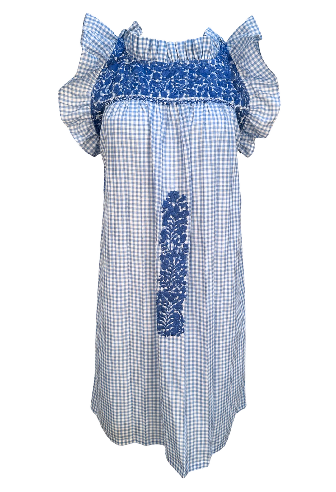 Olivia Gingham Azul Claro Short Dress