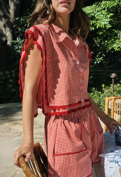 Nina Blouse Blouse Nina Red Gingham Blouse Nina Red Gingham Blouse