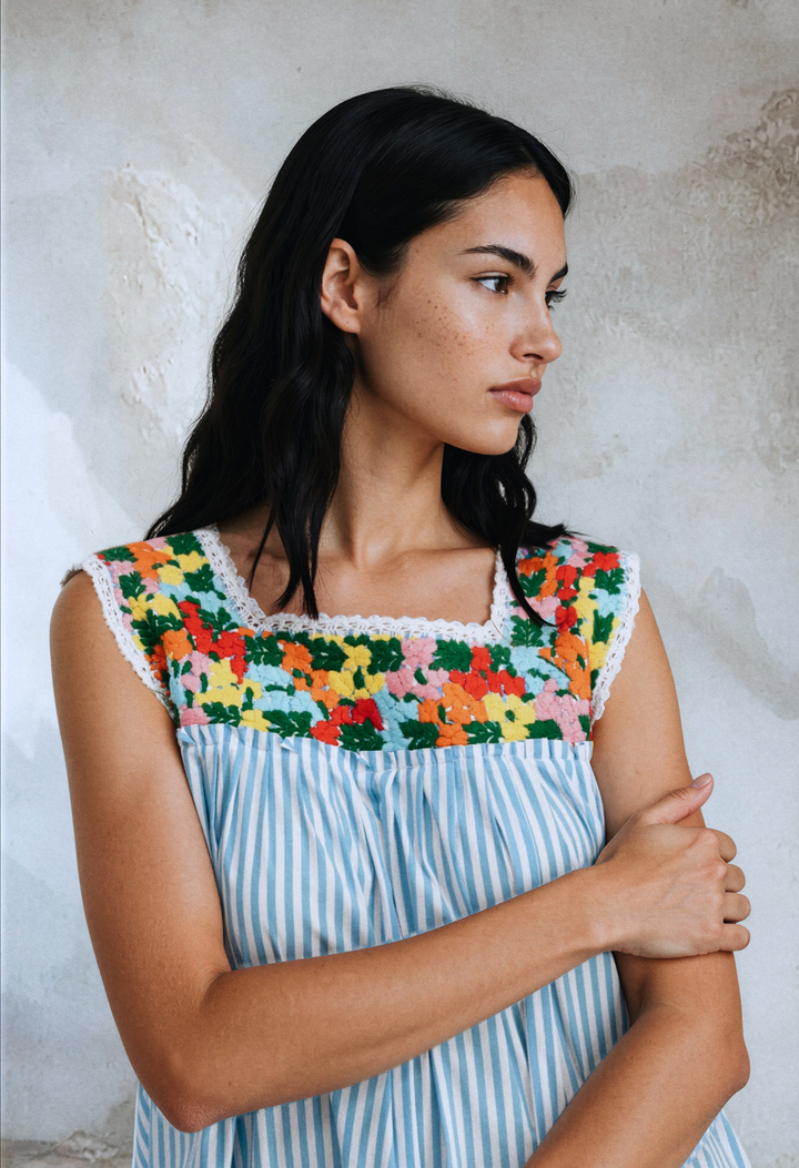 Dalia Short Dress Dress Dalia Turquoise Stripe Fiesta Short Dress Dalia Turquoise Stripe Fiesta Short Dress