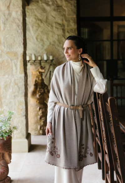 Wool Wrap Sweater One Size Taupe Shawl Taupe Shawl