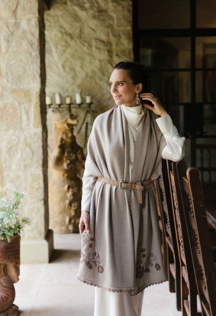 Wool Wrap Sweater One Size Taupe Shawl Taupe Shawl