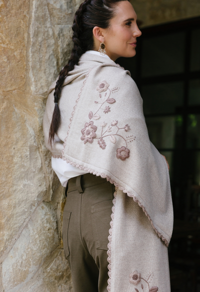 Wool Wrap Sweater One Size Taupe Shawl Taupe Shawl