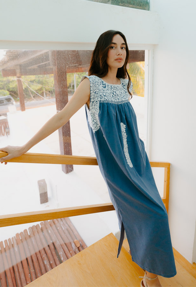 Flores Midi Dress Dress Classic Flores Dusty Blue Midi Dress Classic Flores Dusty Blue Midi Dress