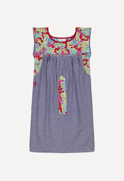 Flores Short Dress Dress Flores Navy Gingham Fiesta Short Dress Flores Navy Gingham Fiesta Short Dress