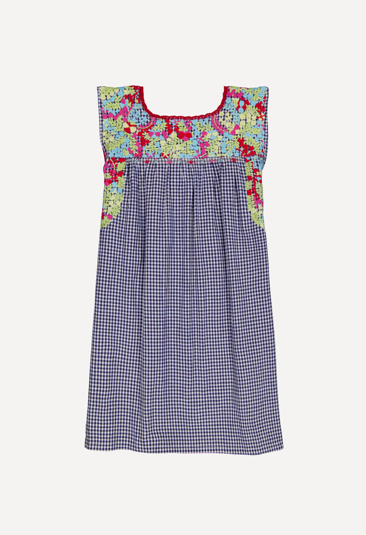 Flores Short Dress Dress Flores Navy Gingham Fiesta Short Dress Flores Navy Gingham Fiesta Short Dress