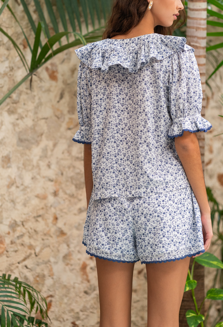 Alexa Blue Floral Blouse