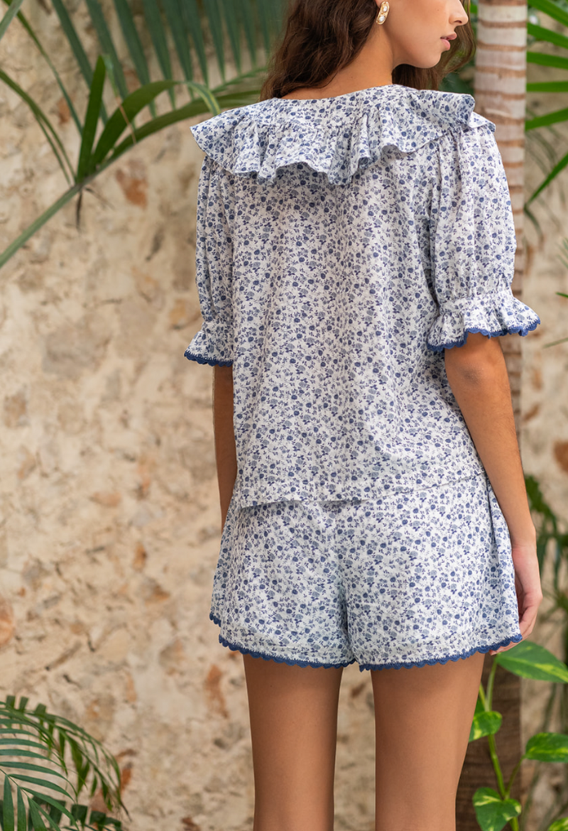 Alexa Blue Floral Blouse