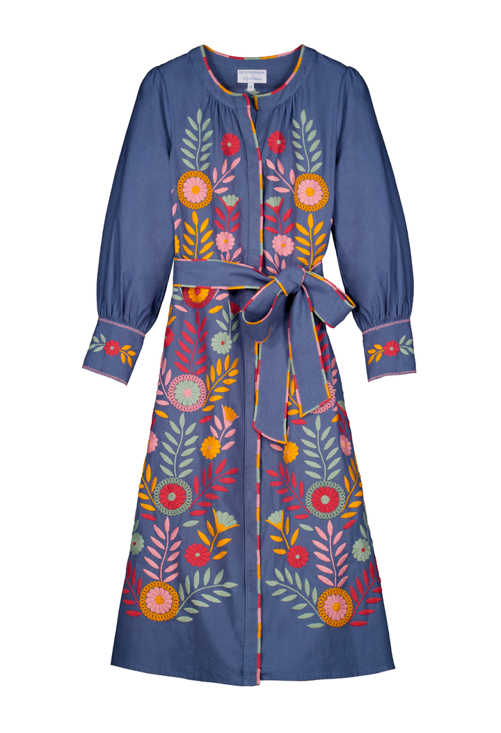 Martina Azul y Multicolor Midi Dress