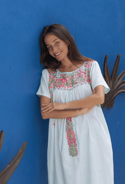 Liliana Midi Dress Dress Liliana Teal Stripe Midi Dress Liliana Teal Stripe Midi Dress