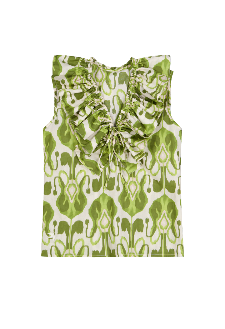 Regina Blouse Blouse Regina Green Fiesta Print Sleeveless Blouse Regina Green Fiesta Print Sleeveless Blouse
