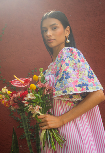 Julieta Pink Stripe Midi Dress