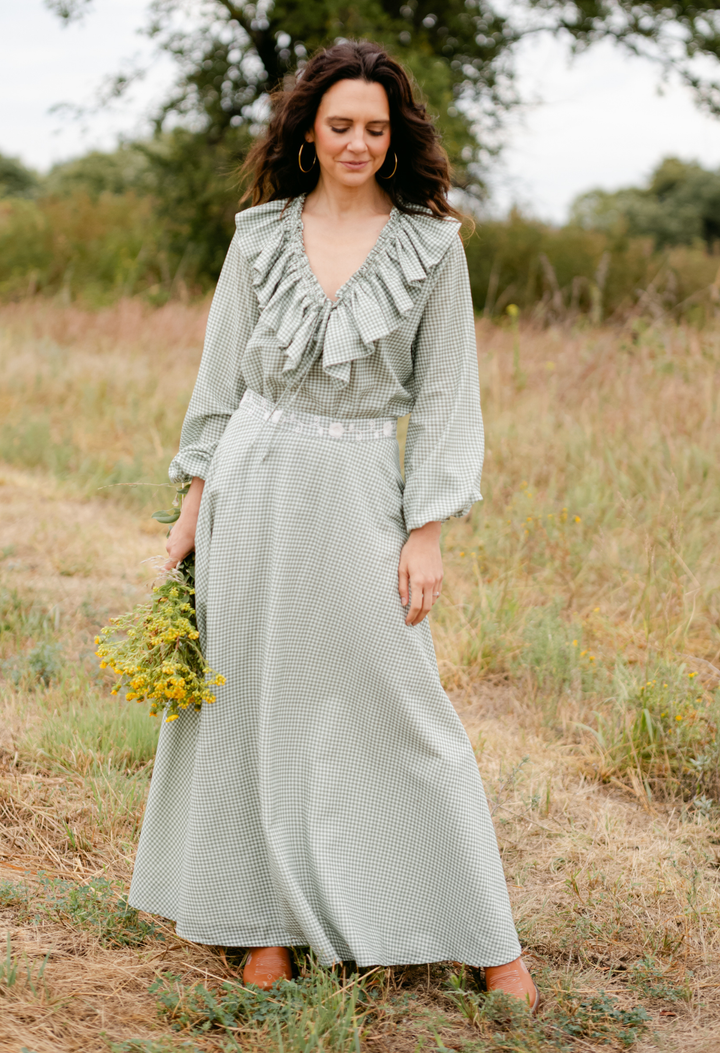 Lupita Verde Gingham Skirt