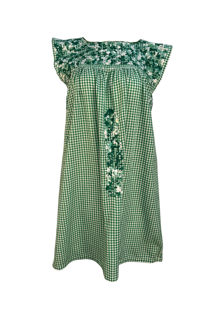 Verde y Gingham Short Dress