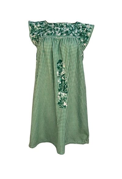 Verde y Gingham Short Dress