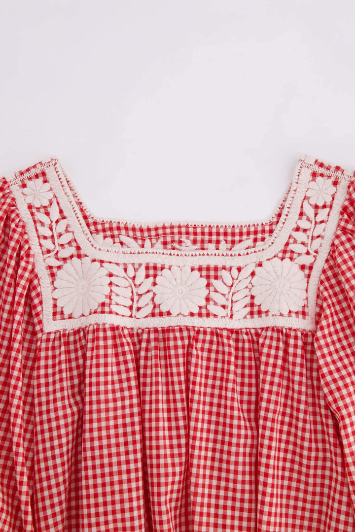 Marta Roja Gingham Midi Dress