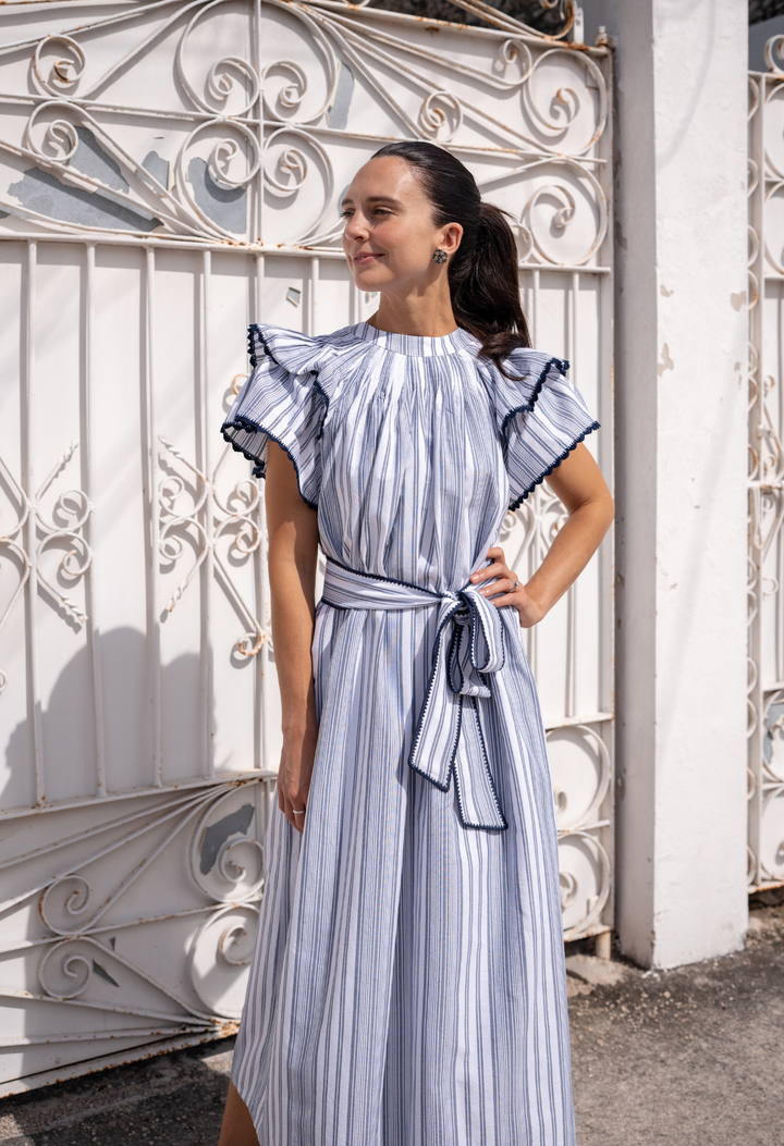 Aranza Rayas Azules Midi Dress